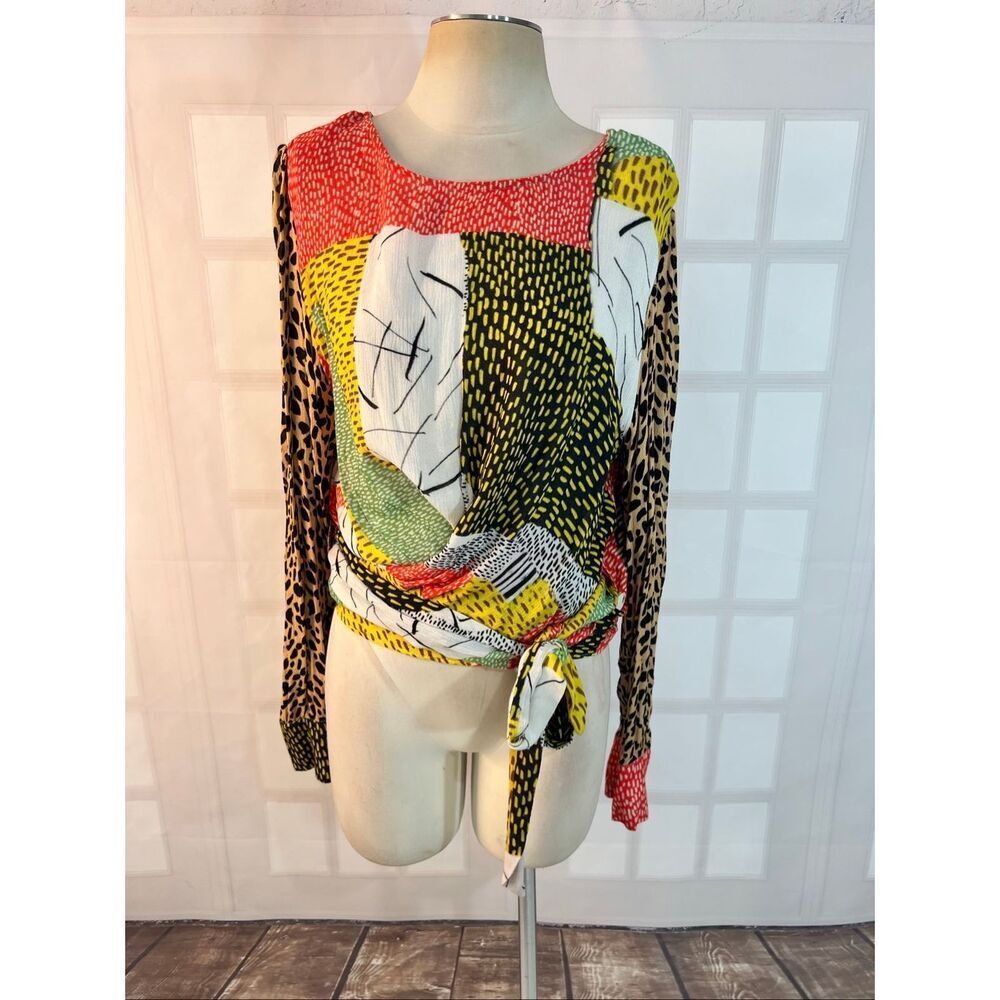Blink London Anthropologie unique wrap long sleeve blouse size xl - Picture 2 of 13